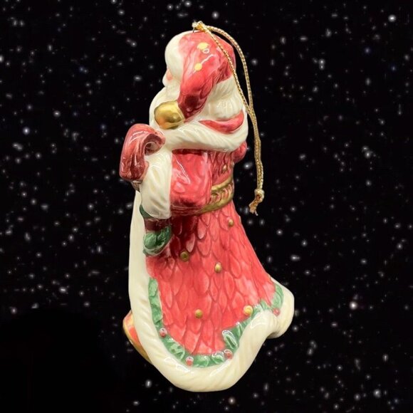 Fitz and Floyd Santa Ornament Ceramic Painted Small Figurine 4”T 2.5”W - Picture 6 of 8